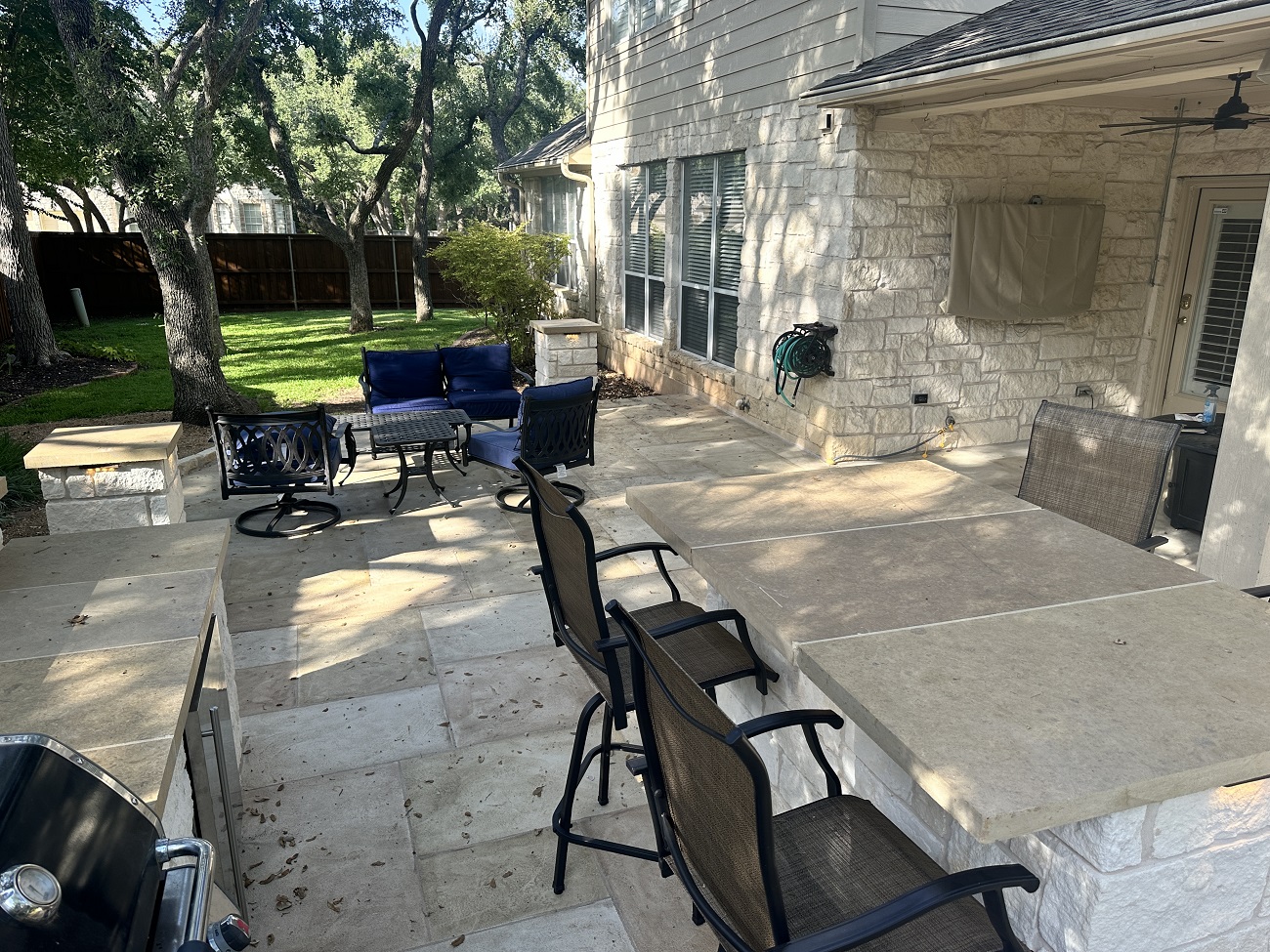 built in outdoor stone table
