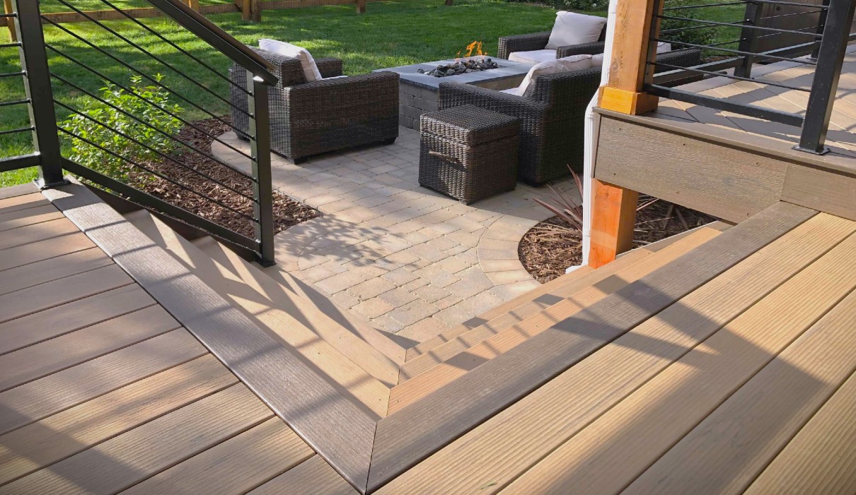 deck steps with railing