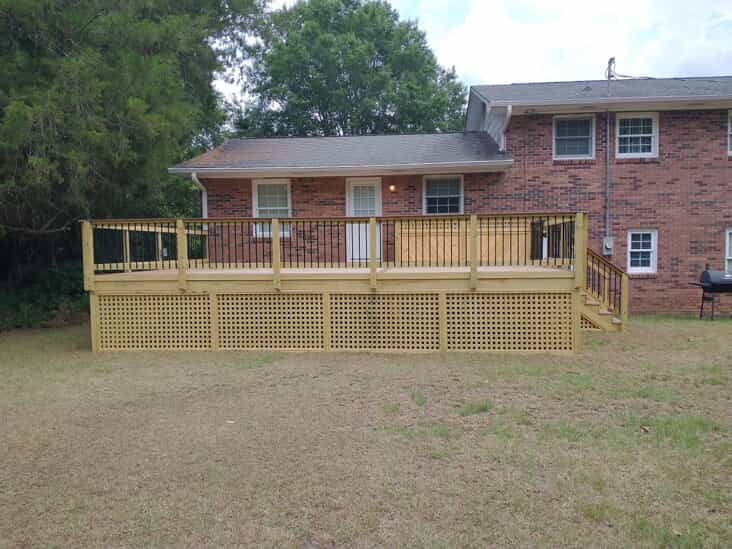 Pressure treated pine lumber deck