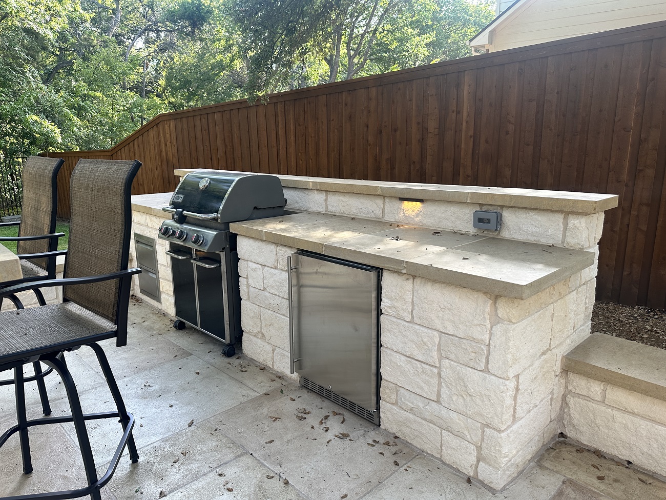 built in outdoor stone kitchen