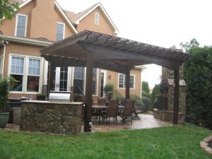 Patio seating area and pergola