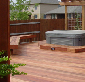 Deck with hot tub