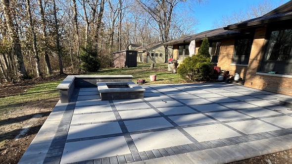 Archadeck of Columbus updates a front entry, back patio and side patio.