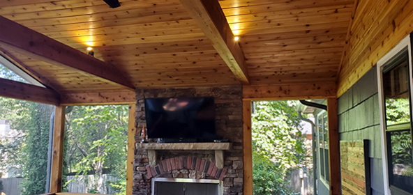 How Do You Light A Screened Porch - String Lights On Ceiling Beams