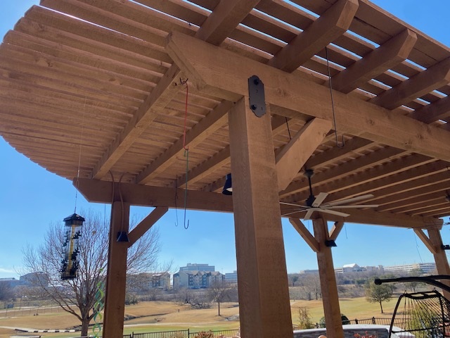 side view of pergola