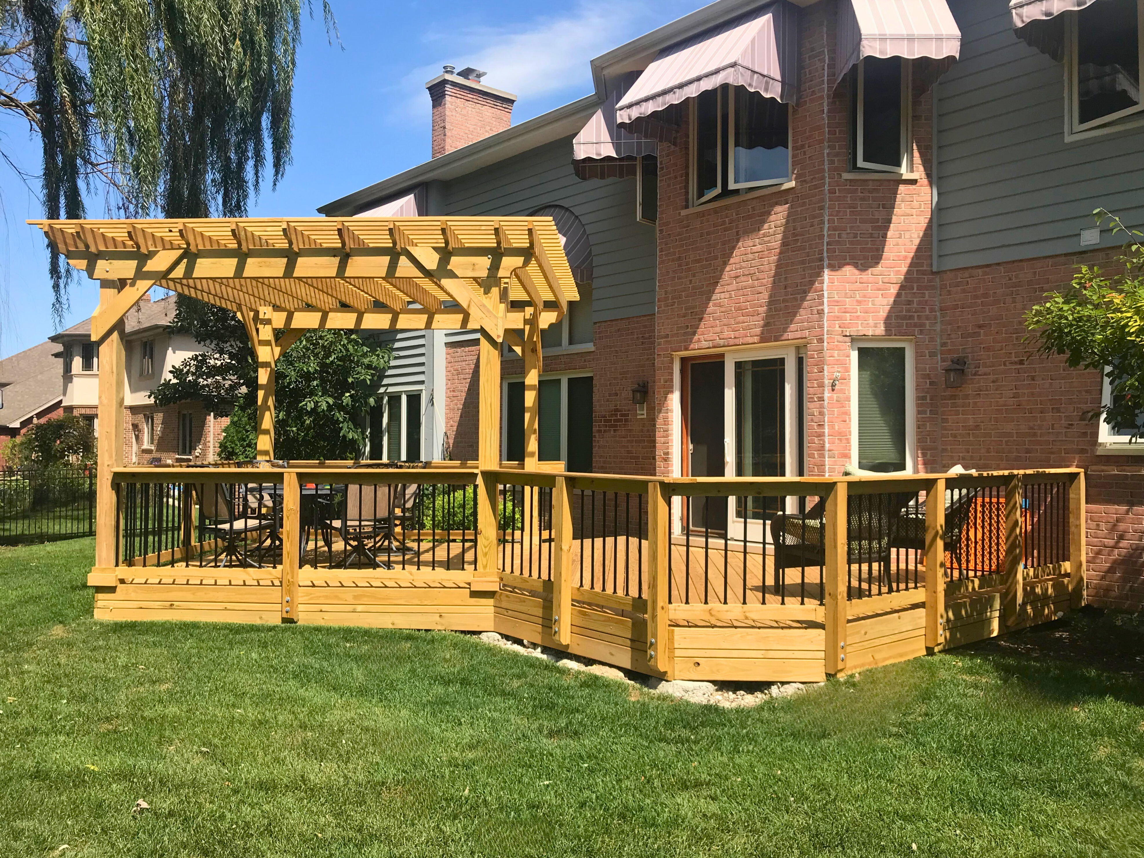 Custom wood deck and pergola in Orland Park, IL.