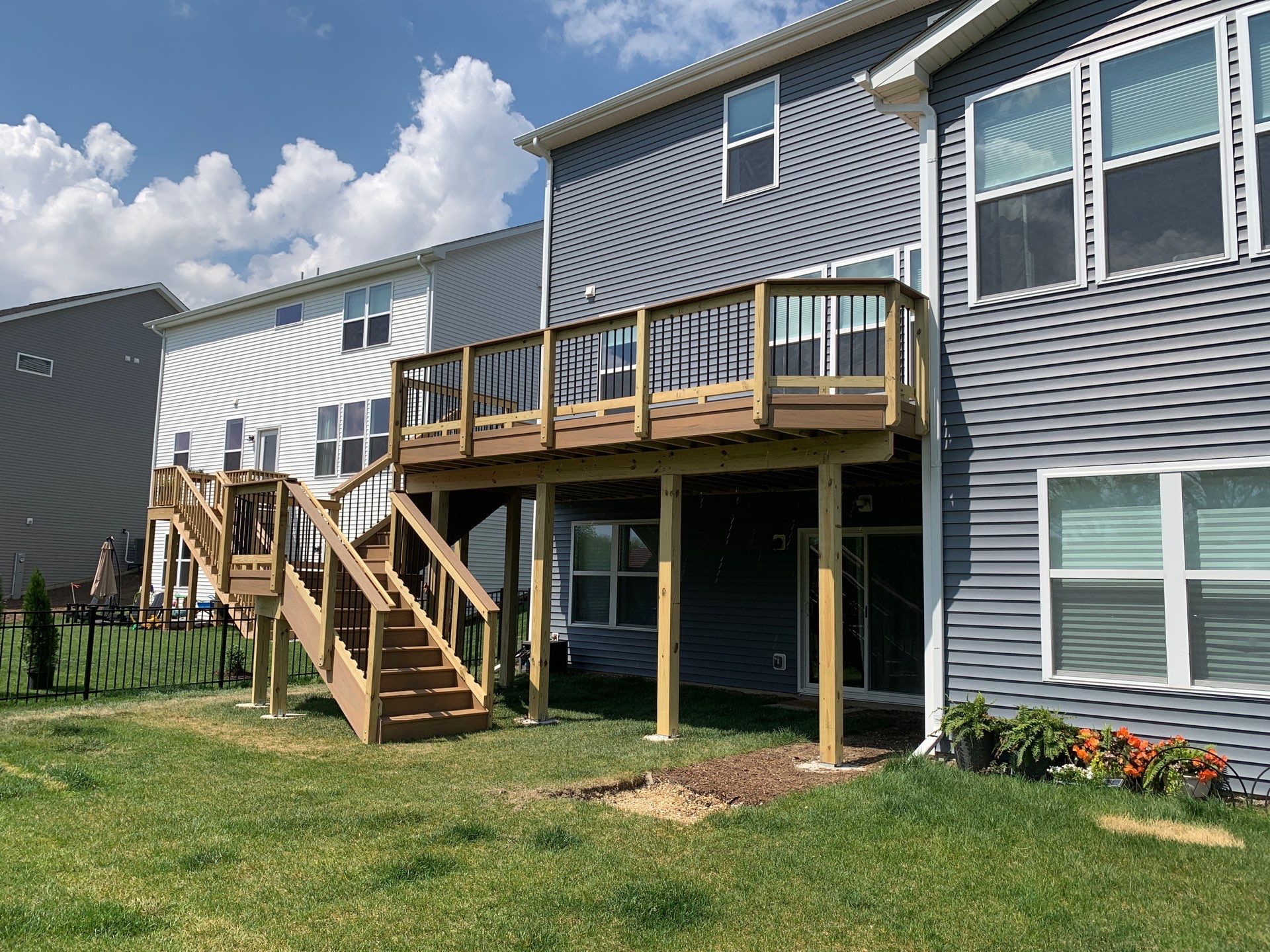 Two-story TimberTech deck on the back of a Batavia home.