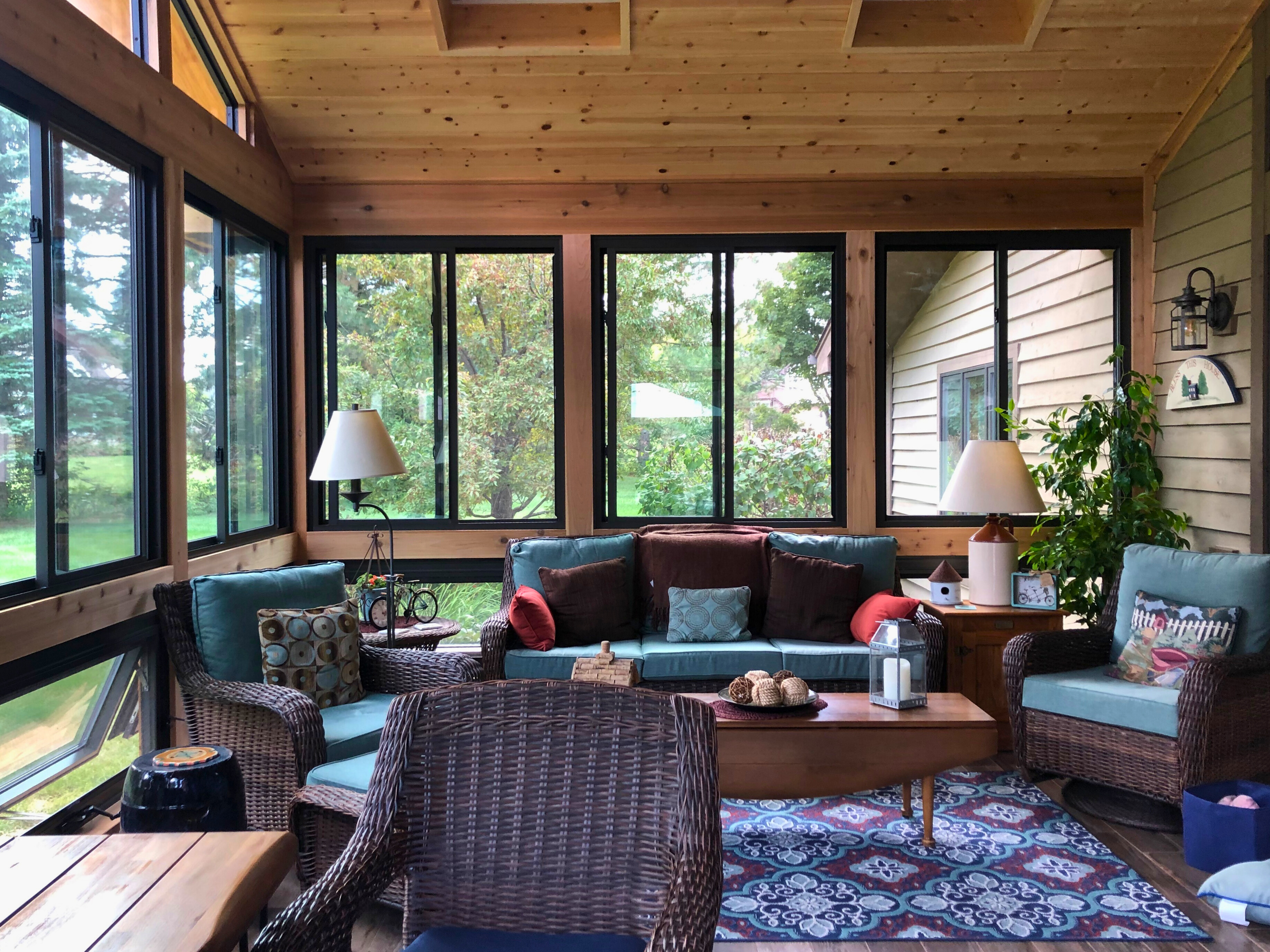 Inside of a custom Archadeck sunroom in Plainfield, IL.