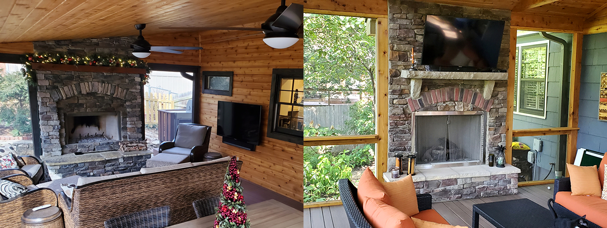 Both wood-burning and gas outdoor fireplaces can be rustic and beautiful.