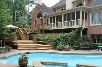 poolside wood deck