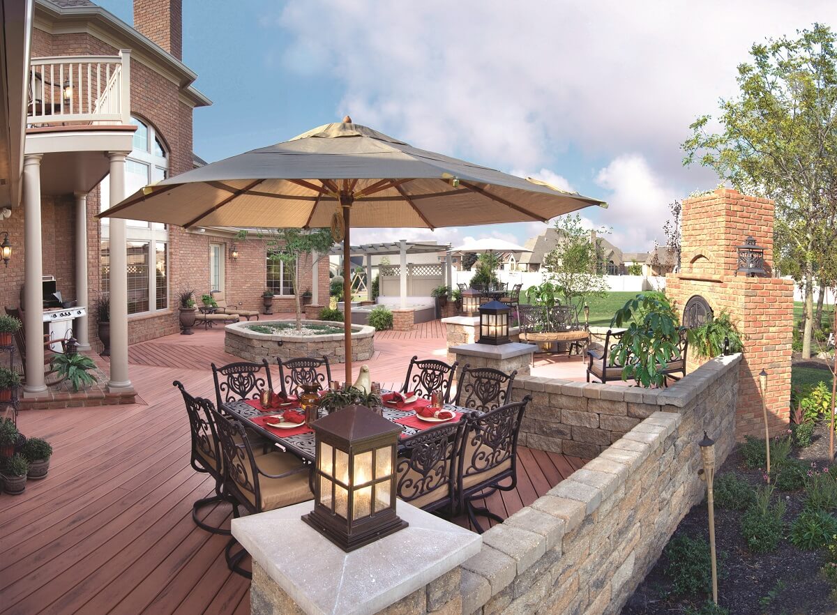 wooden deck with dining area
