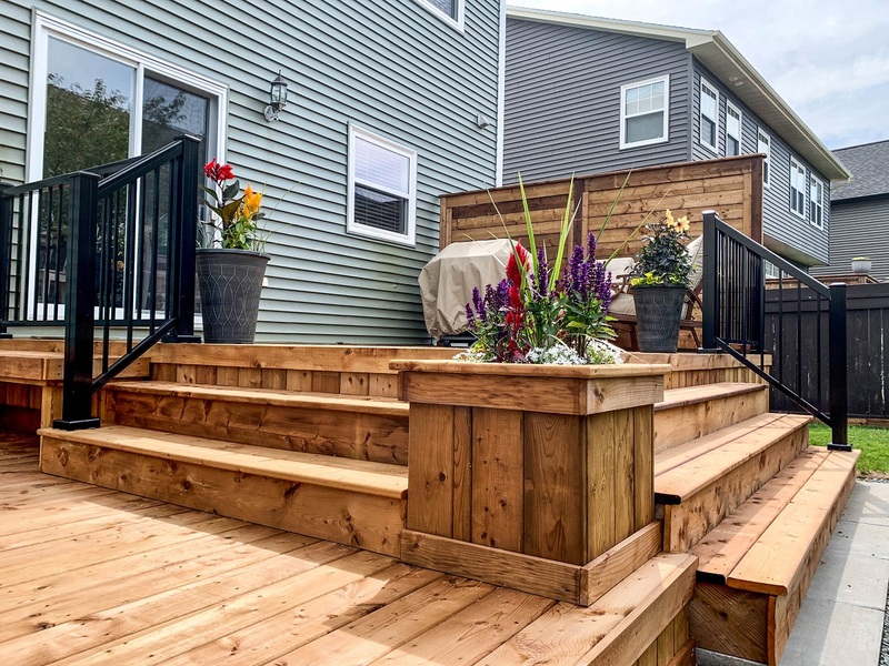 Outdoor patio with flowers
