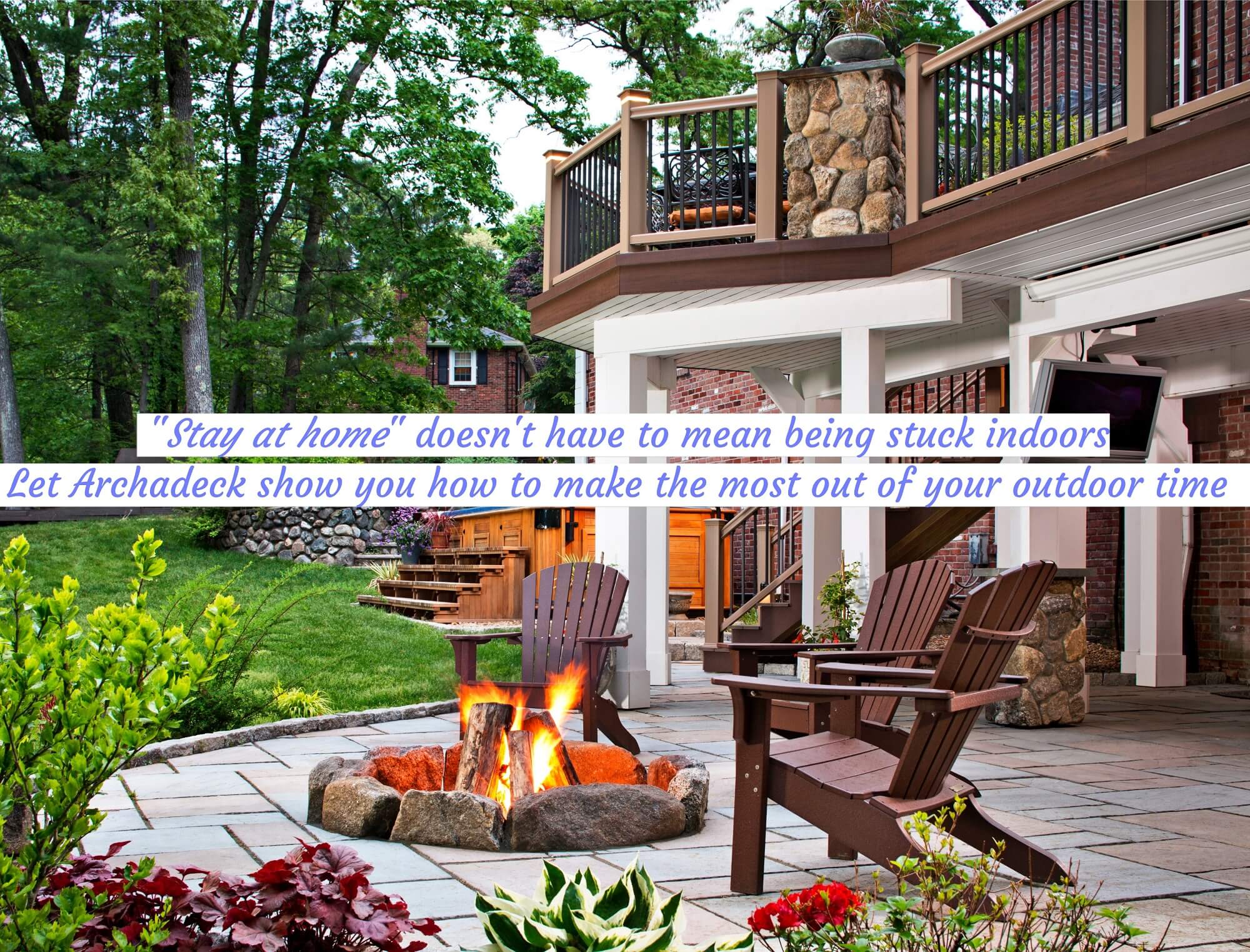 Backyard patio with fire pit