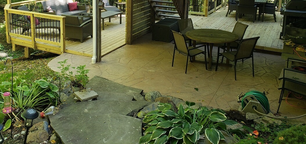 stain and stamp patio under dry space