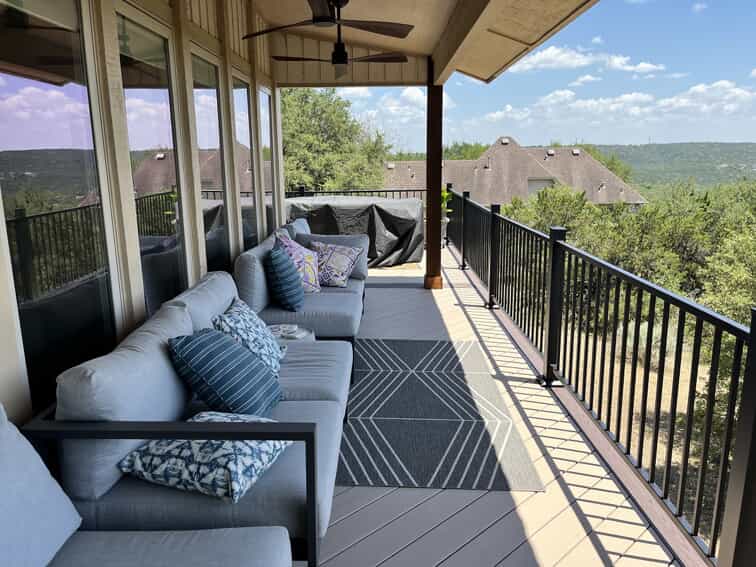 outdoor living area on double deck
