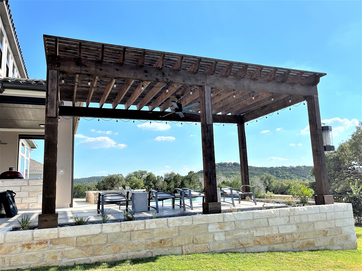Leander TX poolside custom pergola