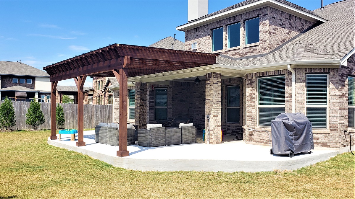 pflugerville TX patio expansion and cedar pergola
