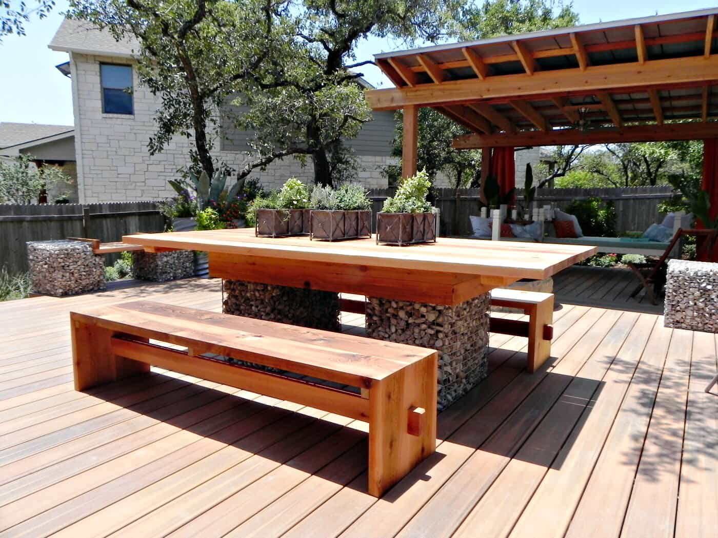 pergola with table and chairs
