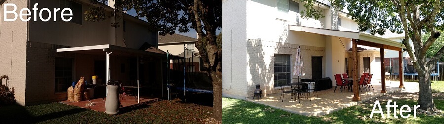 before and after covered patio