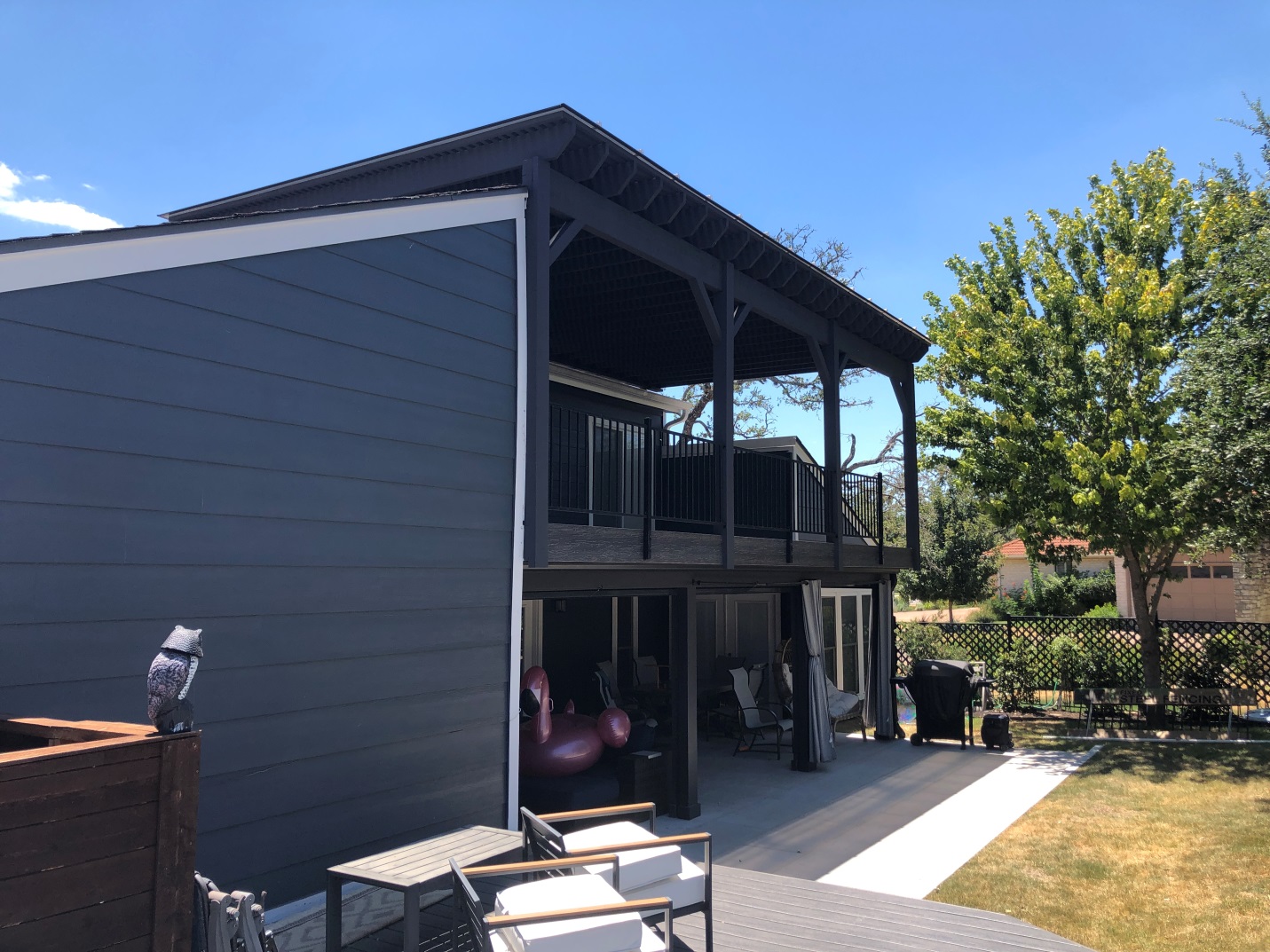 side view of custom pergola