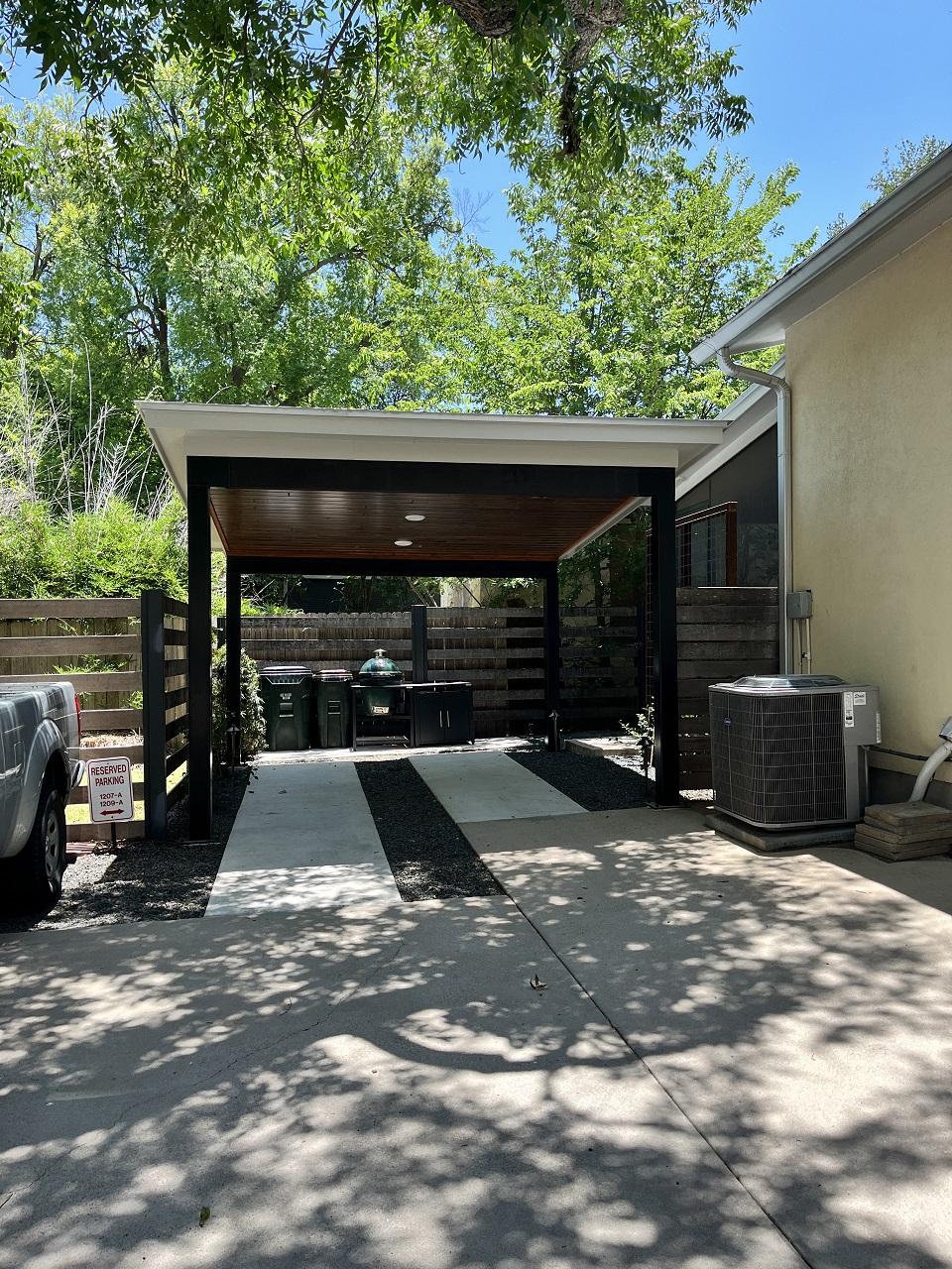 covered patio roofed parking area in zilker park