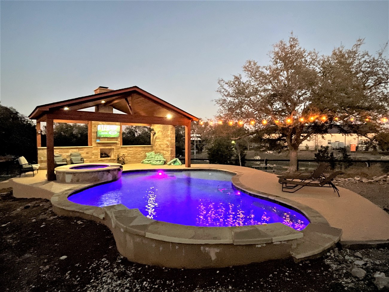 custom pool pavilion detached covered porch poolside leander tx