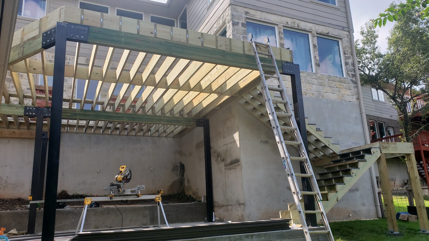 during the remodeling process, half built deck
