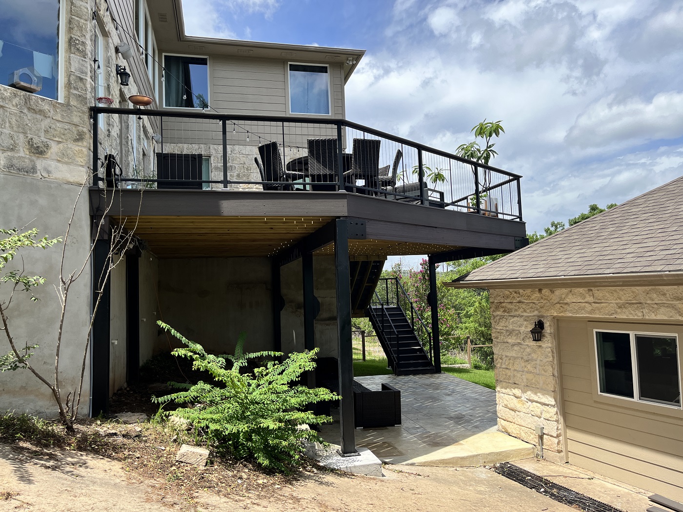 side view of raised deck