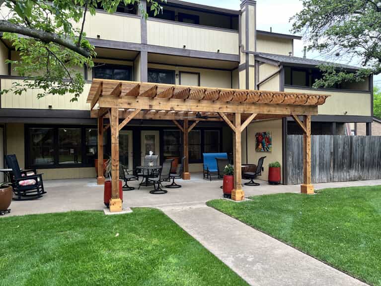 NW Austin Custom Cedar Pergola Build at Commercial Property