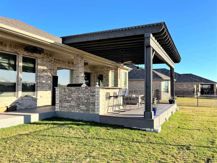 side view of synthetic deck with cover