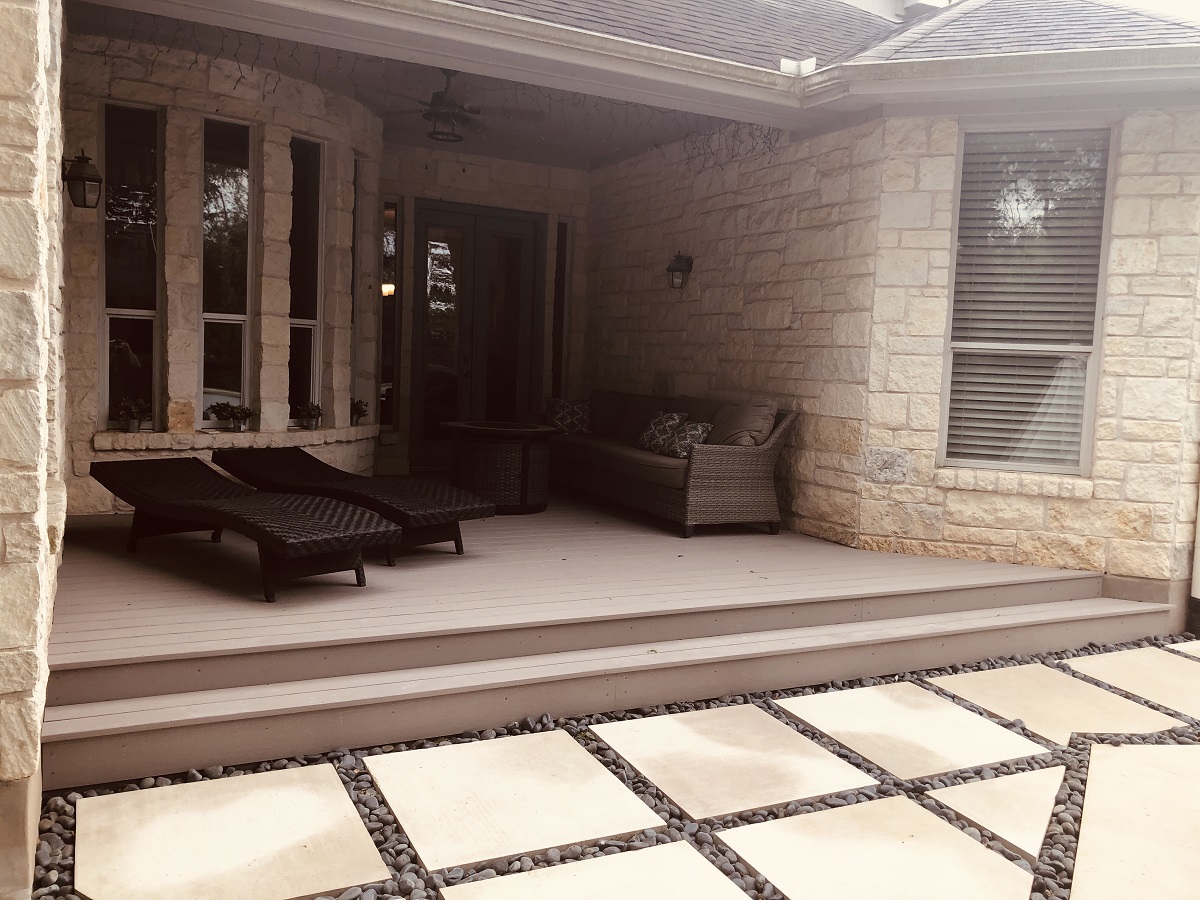 custom poolside outdoor living space