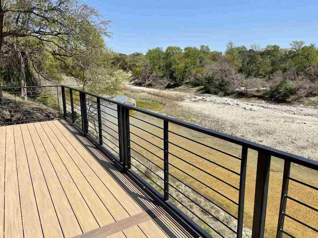 view from the deck looking out over the san gabriel river