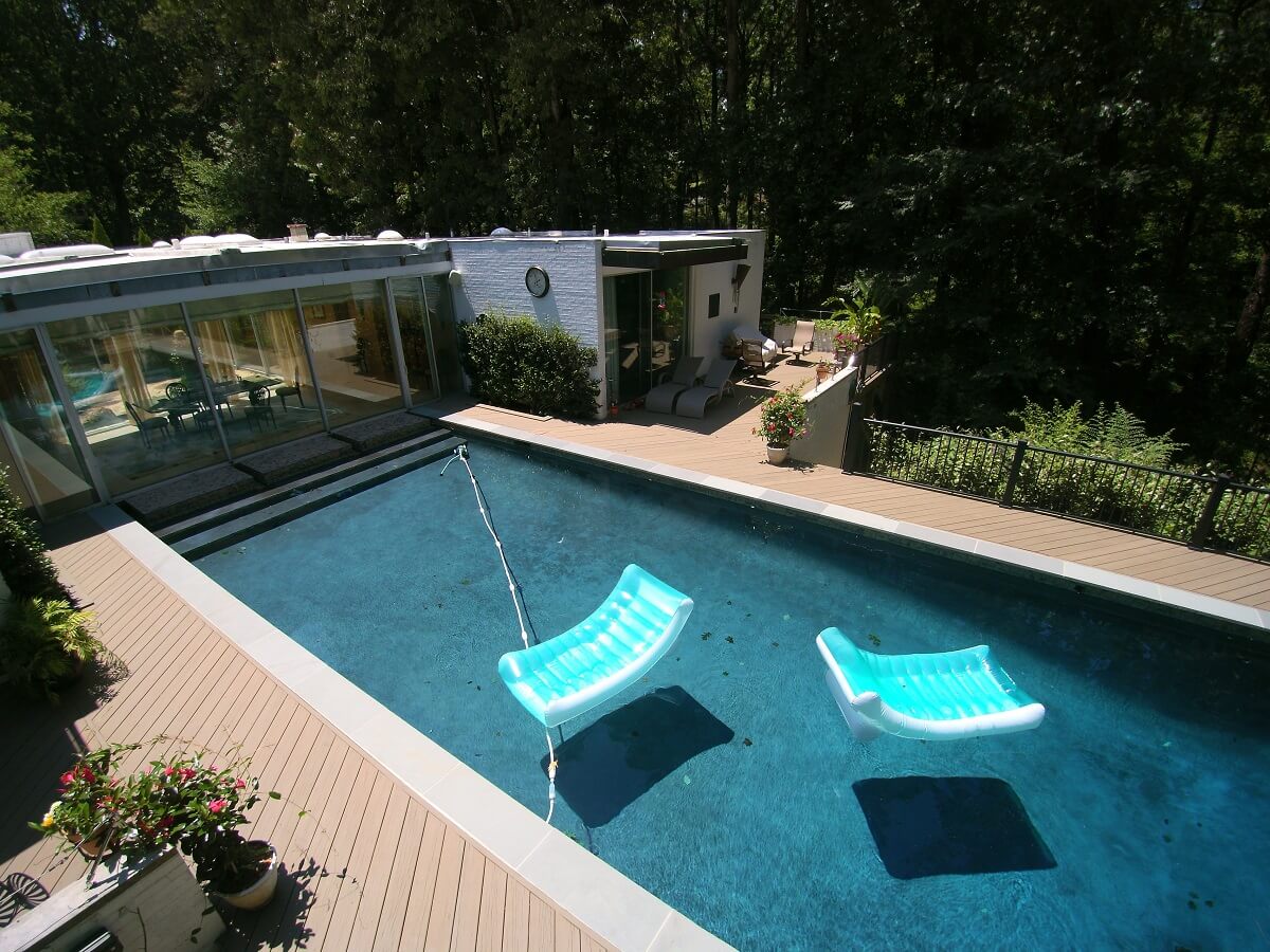 Wooden pool deck