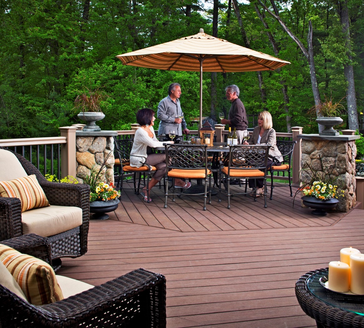 Family Gathered at Patio Table