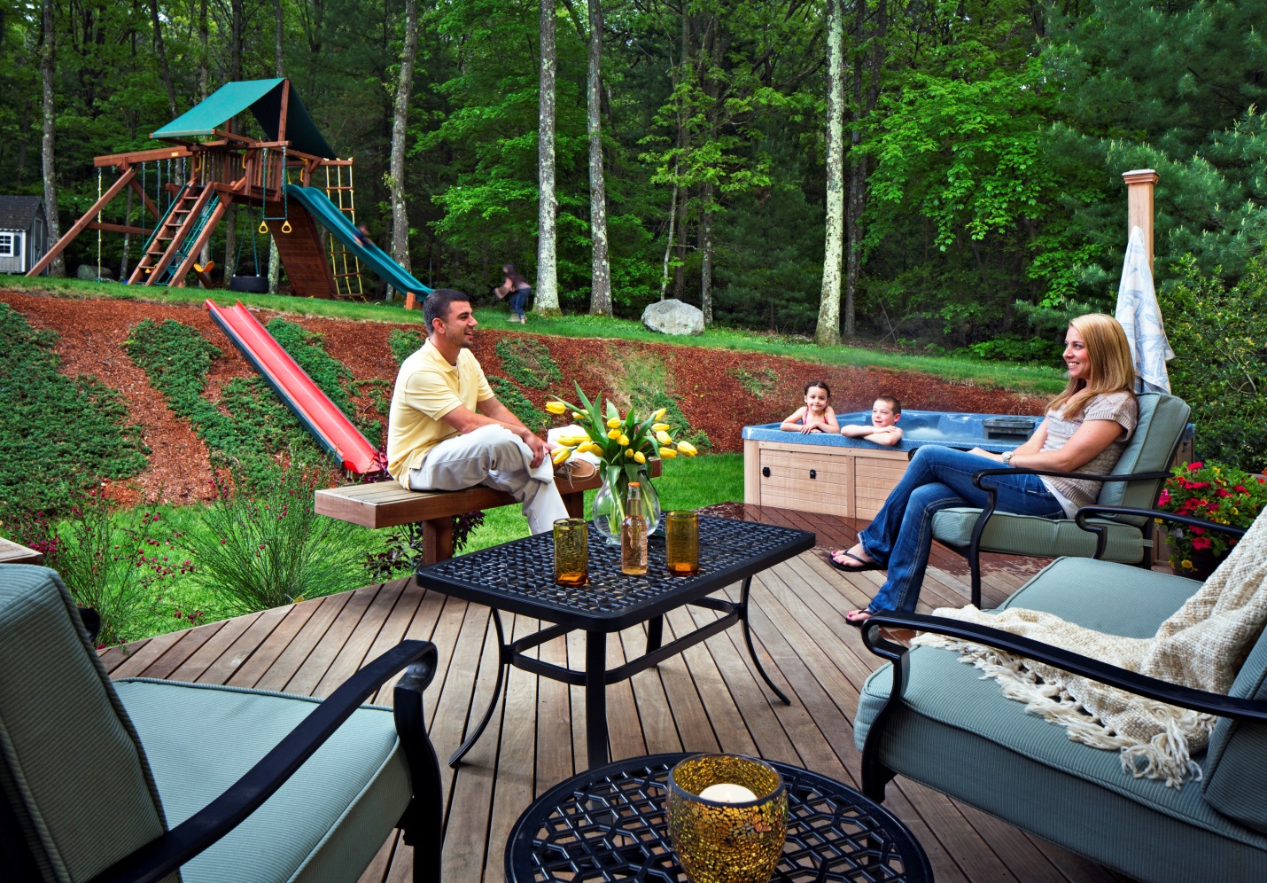 Family Outside in the Backyard