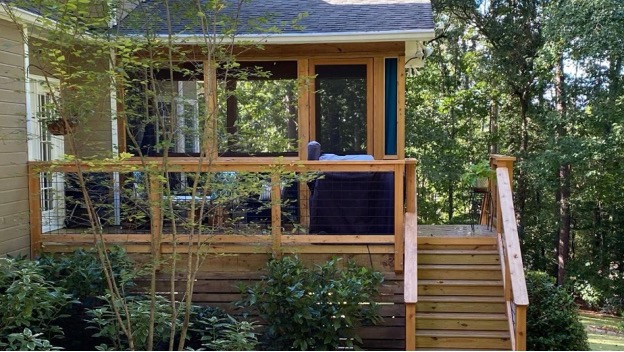 screened porch and deck combination design