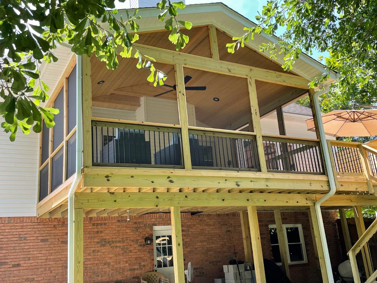 wooden deck and screened porch