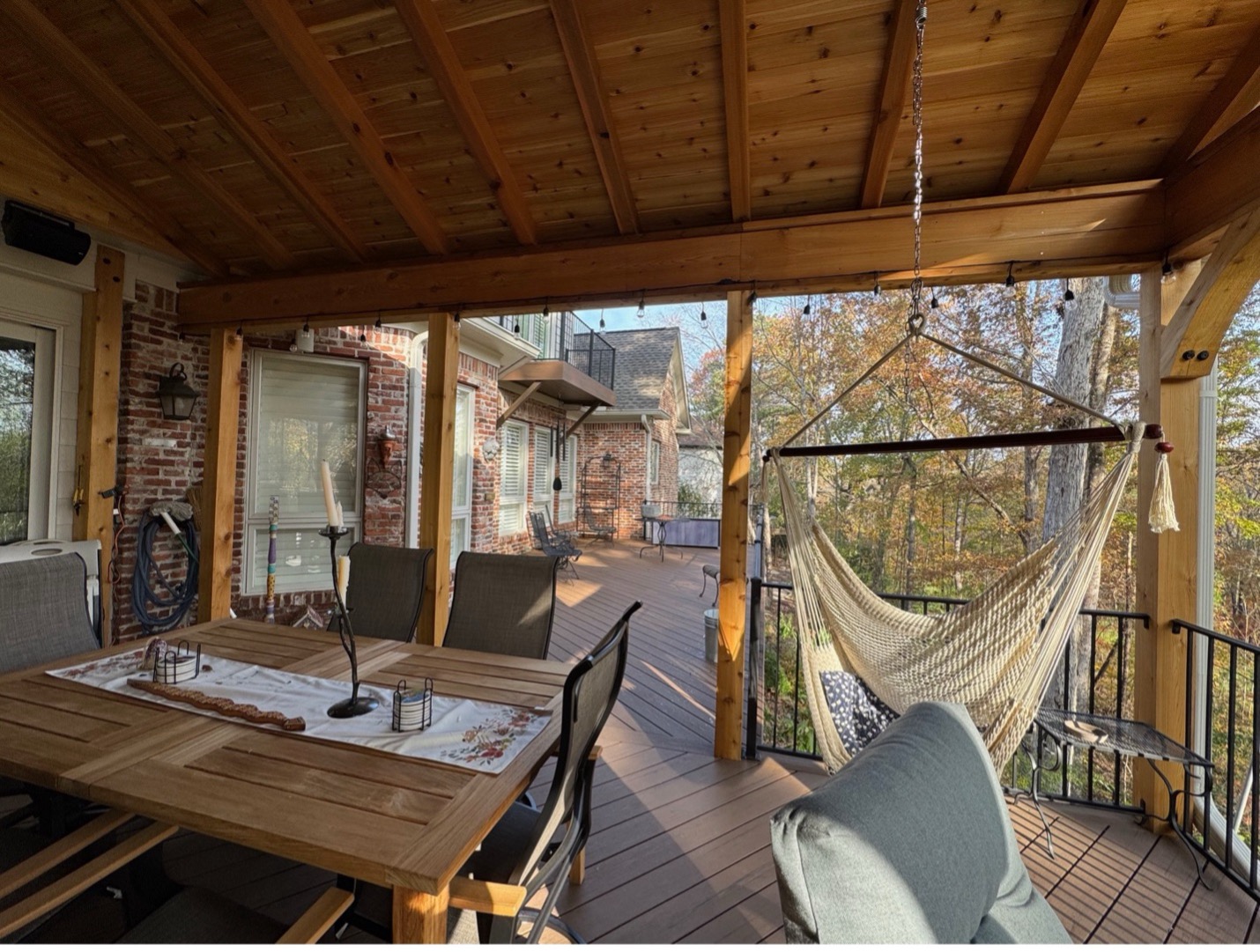 covered porch and deck combination space