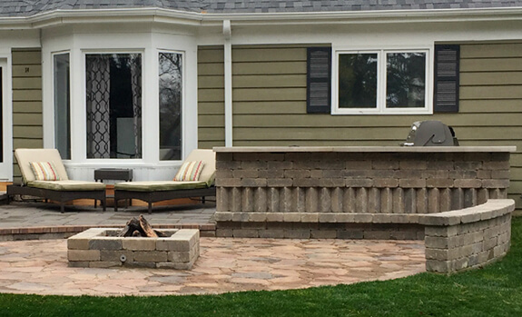 The double patio, bar and cooking area