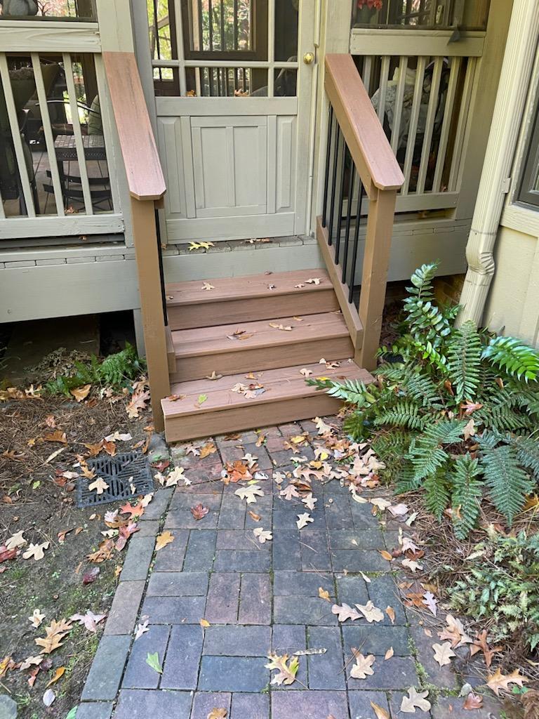 new low maintenance stairway off porch