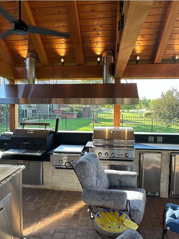 Birmingham outdoor kitchen in covered patio/porch addition