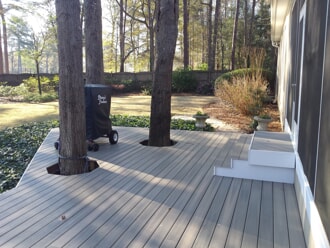 Fiberon deck built around trees