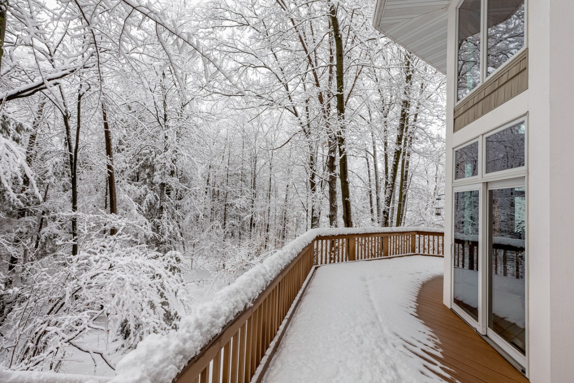deck covered in snow
