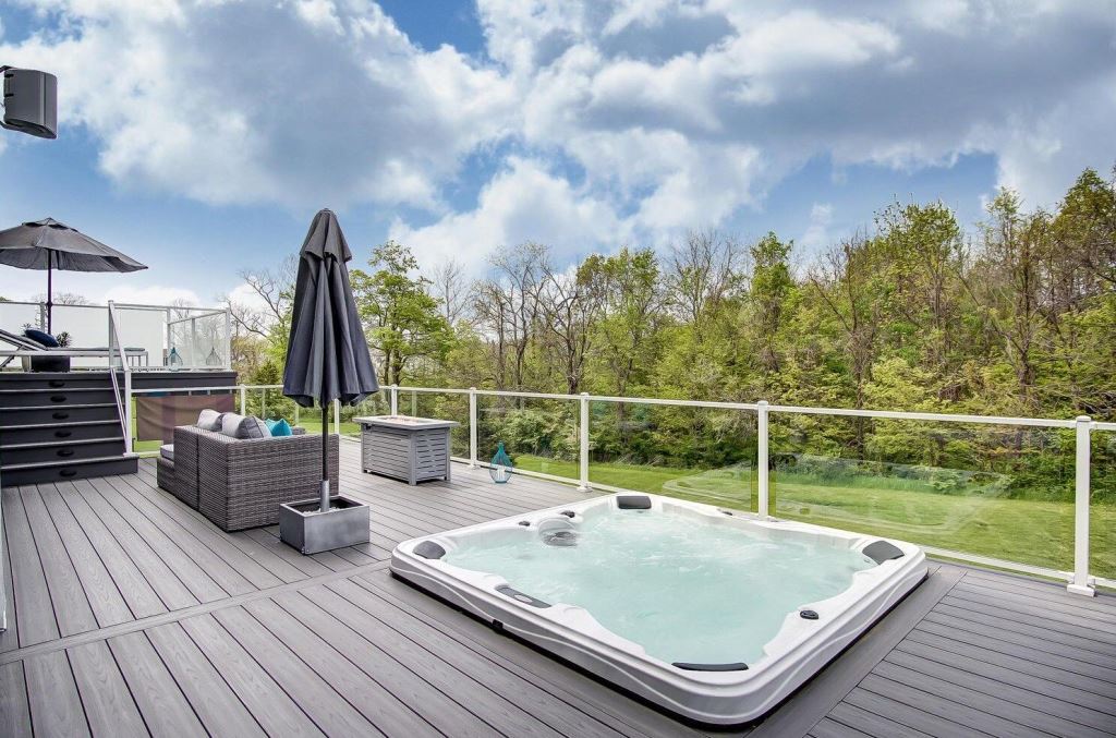 deck with hot tub