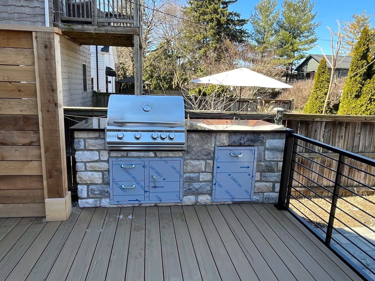 custom outdoor kitchen on timbertech deck in columbus