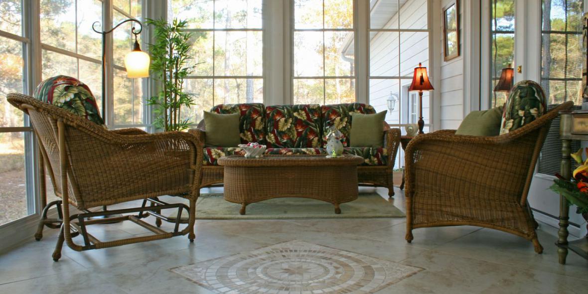Screened porch interior