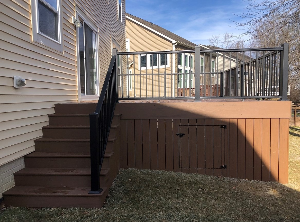 Custom deck with space and door underneath