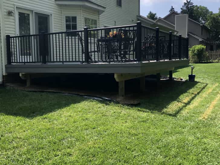 side and under view of deck