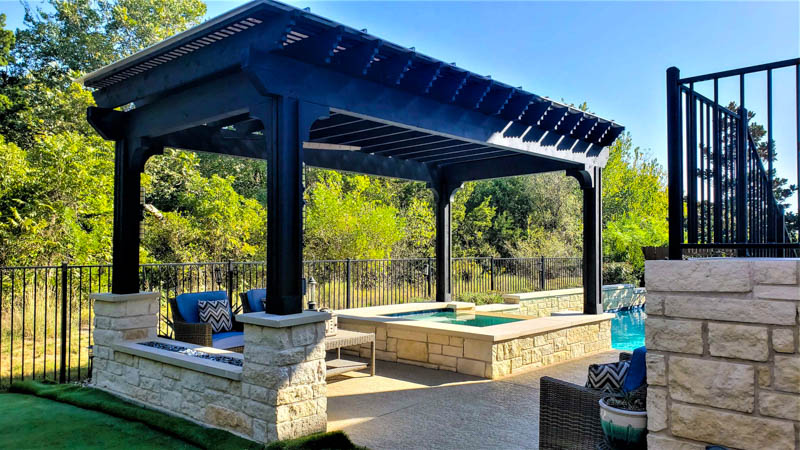 stone patio with retaining walls