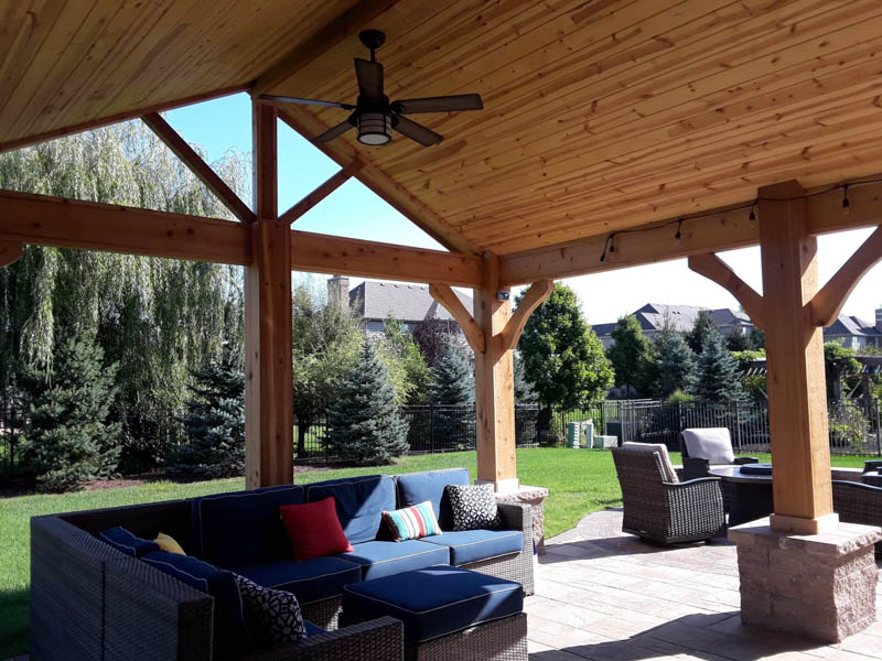 stone patio with retaining walls